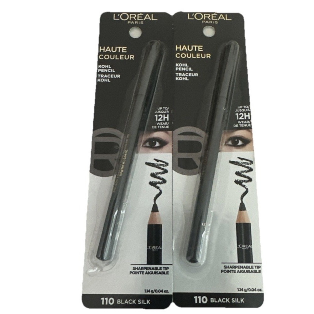 Lot of 2 L'Oreal Paris Haute Couleur Crayon Kohl - 110 Black Silk - NEW Sealed